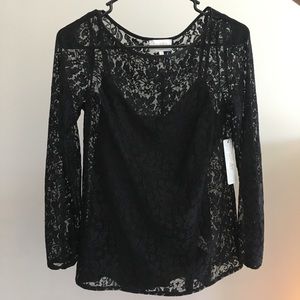 NWT Shelli Segal Long Sleeve Lace Blouse